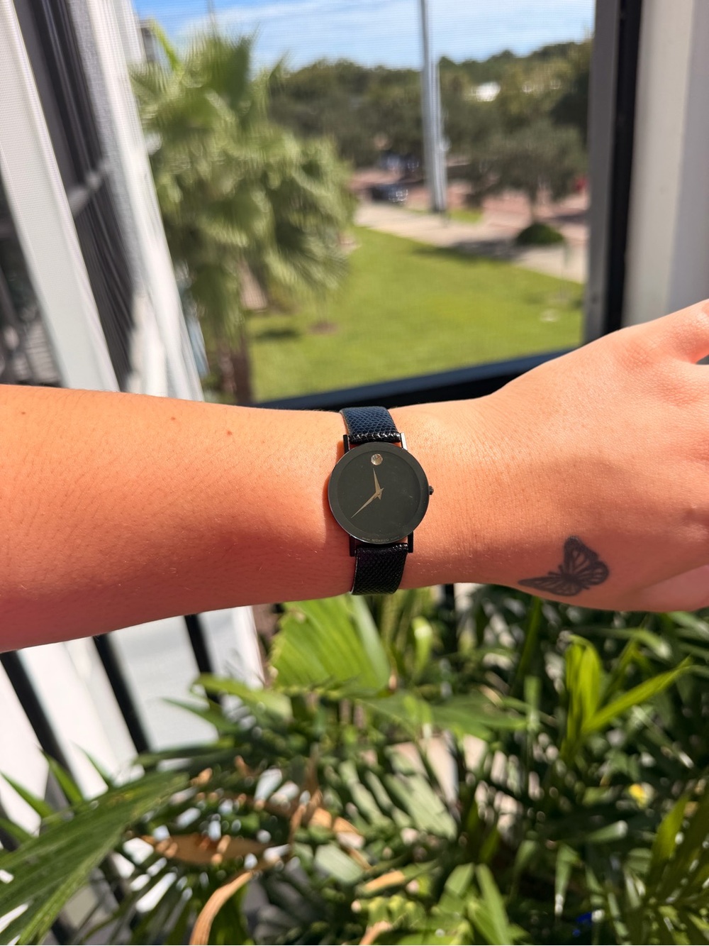 Antique Movado Black Minimalist Mesh Band Watch